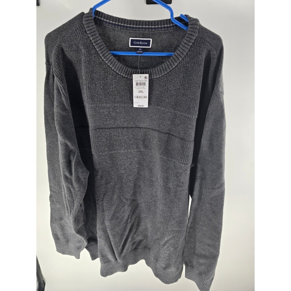 Club Room Mens 3XL Charcoal Heather Cotton Crewneck Sweater 100106153MN NEW‎